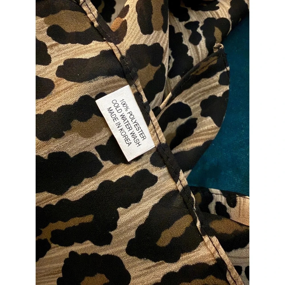 Vintage Leopard Print Rectangle Scarf Brown Tan Black‎ Animal Print Polyester